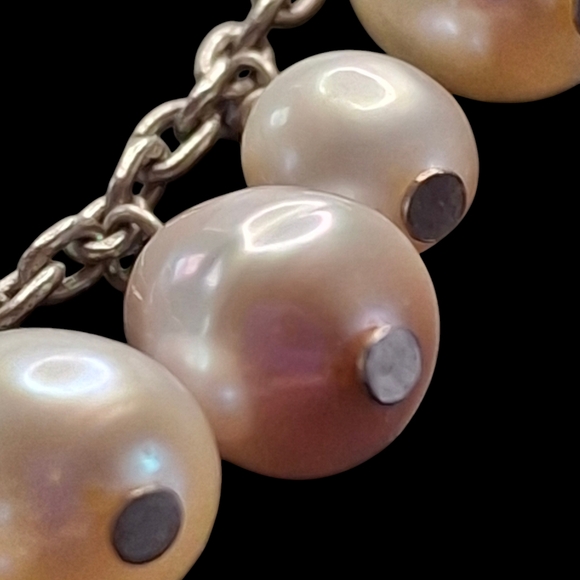 Sterling Silver 925 Cultured Pearl Drop Y Necklace with 2" Center Drop - Picture 6 of 11